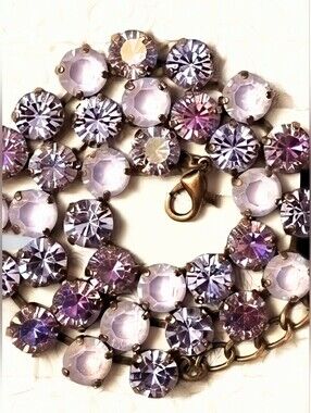 Amethyst Light and Lavender AB Crystal Necklace and Earrings in Brass